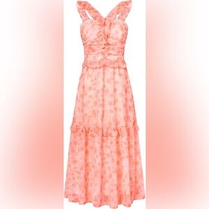 NWT Grace Karin Women’s Summer Boho Floral Tiered Dress Peach